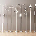 Various Surveillance Cameras and Equipment on Different Poles 3d model