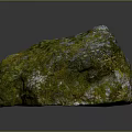 Natural Stone In Natural Form With Green Moss And Blue Spots On Rough Surface