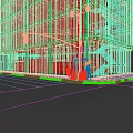 Modern Commercial Street with Glass Curtain Wall Buildings Pedestrians and Traffic Lights on Urban Street