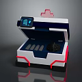 Medical Device With Red Cross Display Screen Open Compartment And Test Tubes For Sample Testing 3d model