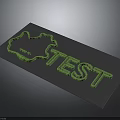 Modern Green 3D TEST Text Design with Black Background in Modern Scene
