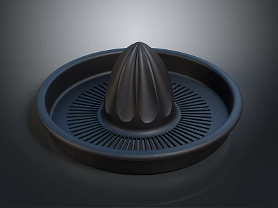 Black Citrus Juicer With Conical Press And Strainer Tray Design 3d model