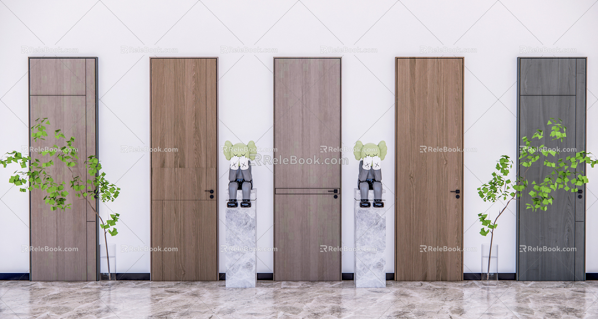 Modern door single door minimalist door combination bedroom door 3d model