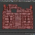 Stone Architectural Components Of Medieval Fortress With Steps Walls And Torches