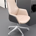 Brown Leather Office Chair With Silver Metal Base Wheels And Dark Bookshelf Vases