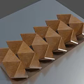Wooden Building Blocks Forming Star Shaped Geometric Structure On Smooth Reflective Surface 3d model
