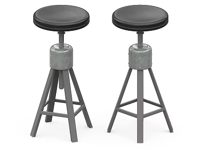 Modern Black Bar Stools With Round Seats And Metal Tripod Legs 3d model