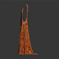 Sleeveless Long Dress With Orange Red Floral Pattern And Button Accents