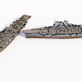 Old Aircraft Carrier Deck With Parked Aircraft And Rusted Hull Against White Background