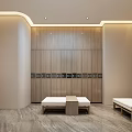 Luxurious SPA Sauna Interior Design With Marble Walls Wooden Ceiling And Relaxation Seating