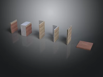 Building Construction Materials With Various Wooden Stone And Concrete Panels And Blocks 3d model