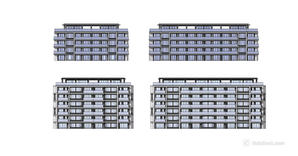 Modern Multi Storey Residential Building Facade Design With Balconies And Windows 3d model 