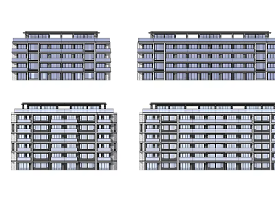 Modern Multi Storey Residential Building Facade Design With Balconies And Windows 3d model