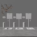 Modern Squat Toilets With Wall Mounted Cisterns In White Bathroom Interior Design