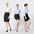 Modern multiplayer model stewardess figure female model 3d model