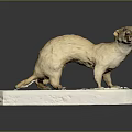 Yellowish Animal Sculpture in Standing Pose With Open Mouth On White Base
