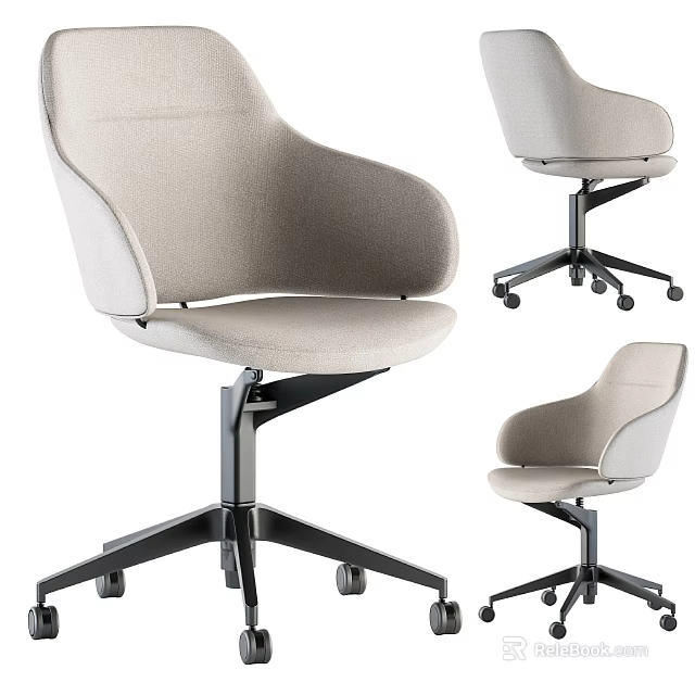 Modern Upholstered Office Chair With Comfortable Backrest Swivel Base And Rolling Casters 3d model 