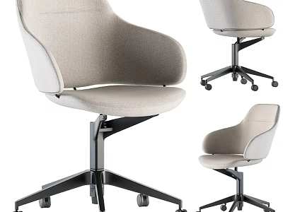 Modern Upholstered Office Chair With Comfortable Backrest Swivel Base And Rolling Casters 3d model