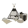 Cozy Tepee Tent Setup With Soft Pillows Mats And Storage Baskets