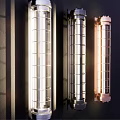 Modern Style Vertical Wall Lamps in White Black and Copper Mounted on Gray Wall