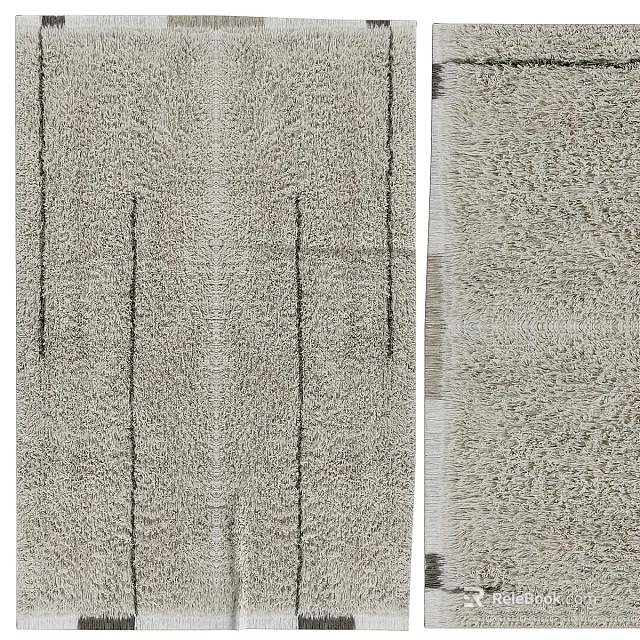 Textured Neutral Square Rug With Vertical Lines For Contemporary Living Space Decor 3d model 