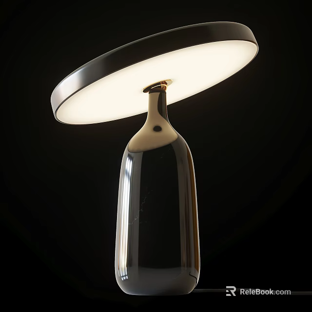 Modern Clear Glass Table Lamp With White Circular Lampshade And Minimalist Design 3d model 