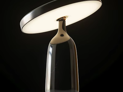 Modern Clear Glass Table Lamp With White Circular Lampshade And Minimalist Design 3d model
