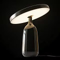 Modern Clear Glass Table Lamp With White Circular Lampshade And Minimalist Design