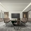 Modern Meeting Room Meeting Room Meeting Table and Chair Combination Display Screen Floor to Floor Window Roller Shutter Office Chair 3d model