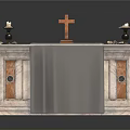 Marble Altar Sculpture Carving With Decorative Cross And Candle Holders