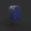 Public Outdoor Roadside Mailbox Featuring Blue Metal Structure And Graffiti Art