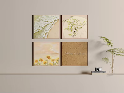 Cream Wind Hanging Painting 3d model