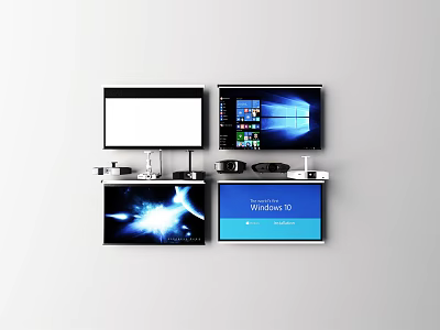Projection Monitoring System Setup With Multiple Display Screens And Devices 3d model