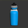 Blue Electronic Water Bottle With Silver Cap And Mesh Grip Design