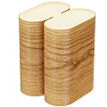 Modern Wooden Table Lamp With Natural Wood Grain And Silver Base Design