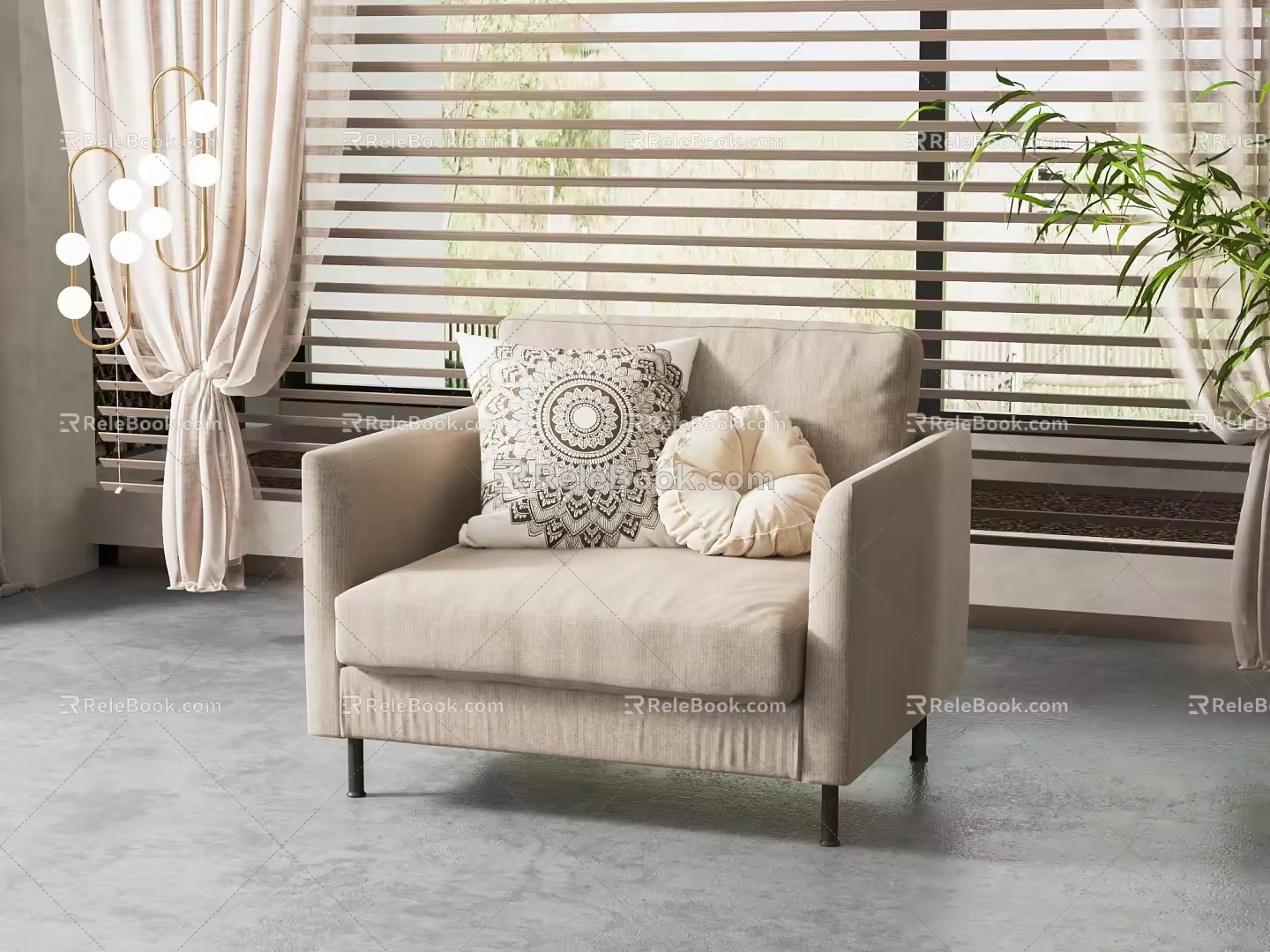 Modern Single Sofa Single Fabric Sofa 3d model