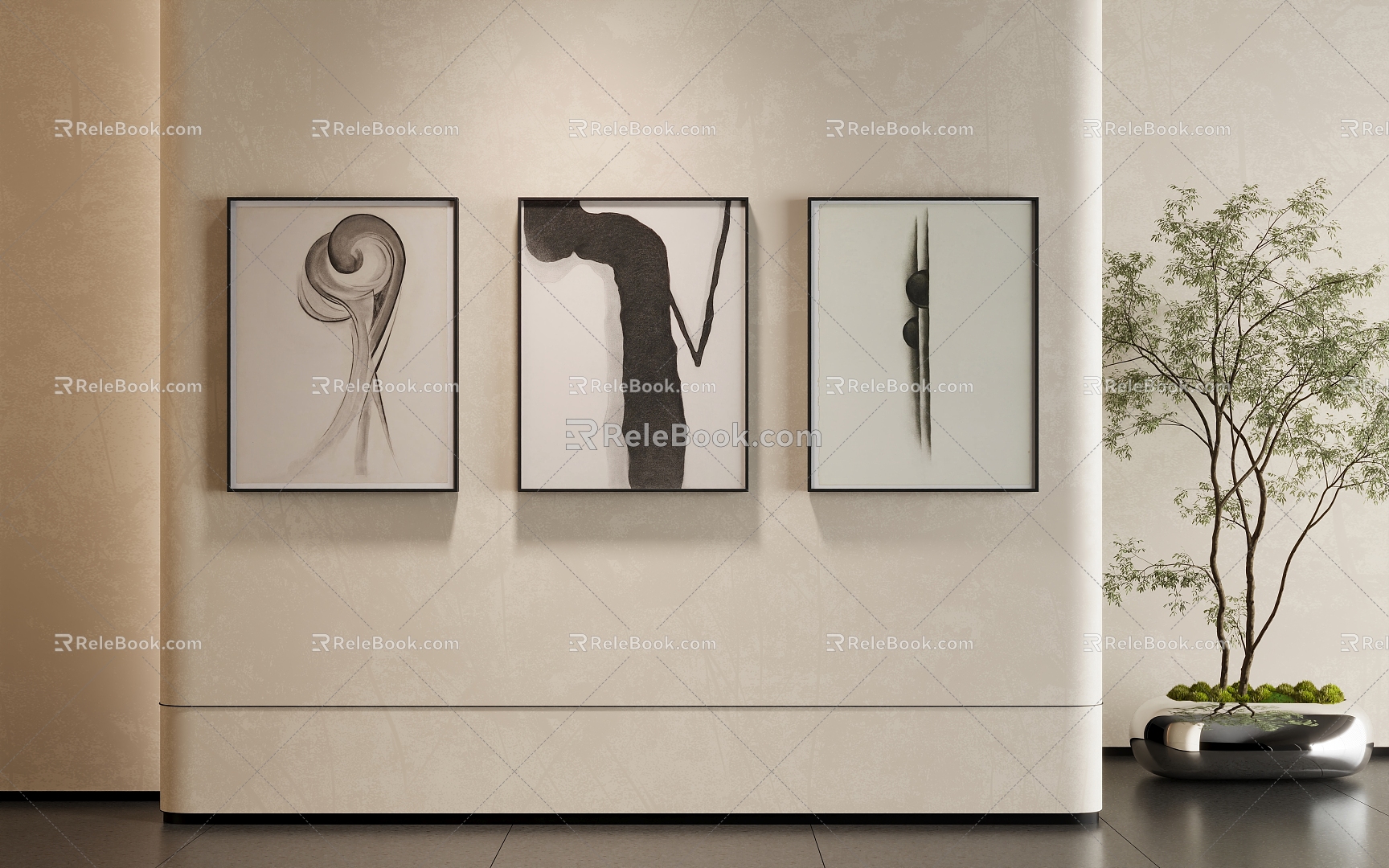 Modern decorative painting combination 3d model