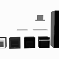 Modern Stainless Steel Kitchen Appliances With Range Hood Induction Cooktop Oven And Refrigerator