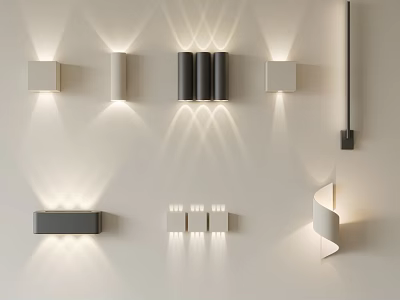 Modern Wall Lamps with Various Designs and Illuminating Effects Mounted on Wall 3d model