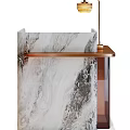 Modern Reception Desk Design With Marble Countertop Metal Frame And Lighting 3d model
