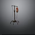 Vintage Medical Infusion Stand With Metal Frame Red Bag And Wheels