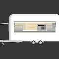 White Trailer Style Functional Vehicle With Open Windows Interior Workspace And Catering Setup 3d model