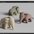 Modern cartoon baby elephant stool low stool 3d model