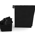 Soft Black Towels Stacked And Hanging On Metal Towel Rack For Home Bathroom