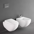 Sleek White Wall Mounted Toilet with Bidet in Modern Bathroom Interior