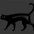 3D Model Black Cat With Pink Ears Green Eyes Walking On Gray Background