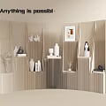 Wooden Curved Room Divider With Shelves For Decorative Vases And Photo Frame
