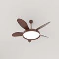 Wooden Bladed Ceiling Fan Light Fixture with Round Illuminated Panel for Modern Home Decoration