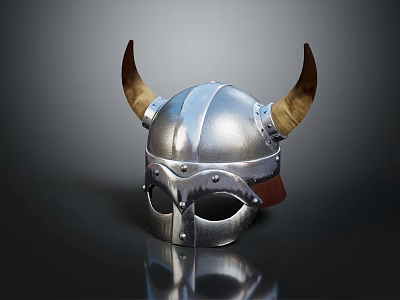 Viking Warrior Horned Helmet Made Of Silver Metal For Cosplay 3d model