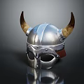 Viking Warrior Horned Helmet Made Of Silver Metal For Cosplay